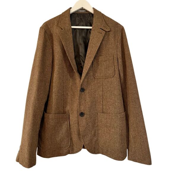 Threads 4 Thought brown wool blend tweed two button blazer large - Picture 1 of 10